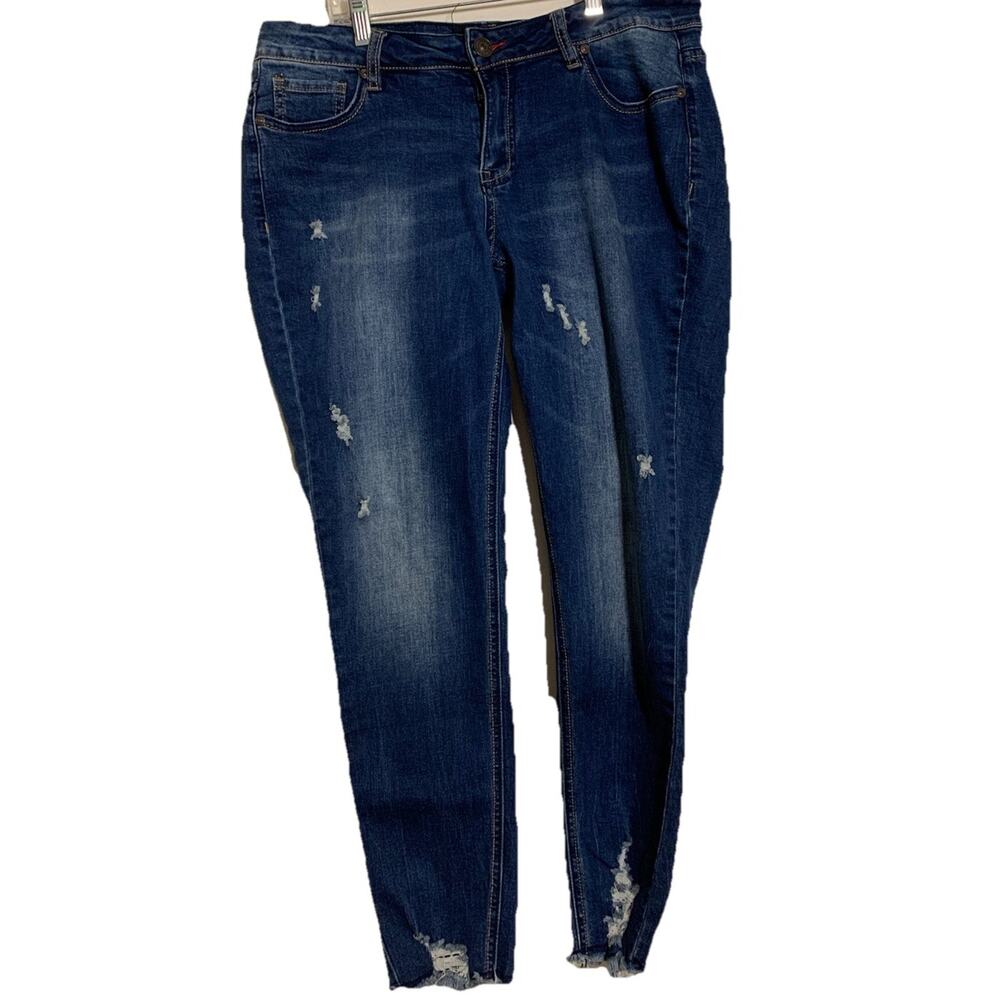 Suzanne Betro Jeans Womens Sz 12 Blue Denim Stretch Pants Embroidered Pockets